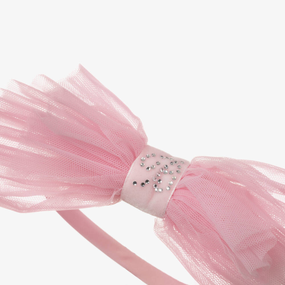 Balloon Chic-Girls Tulle Bow Headband in Pink | Childrensalon Outlet