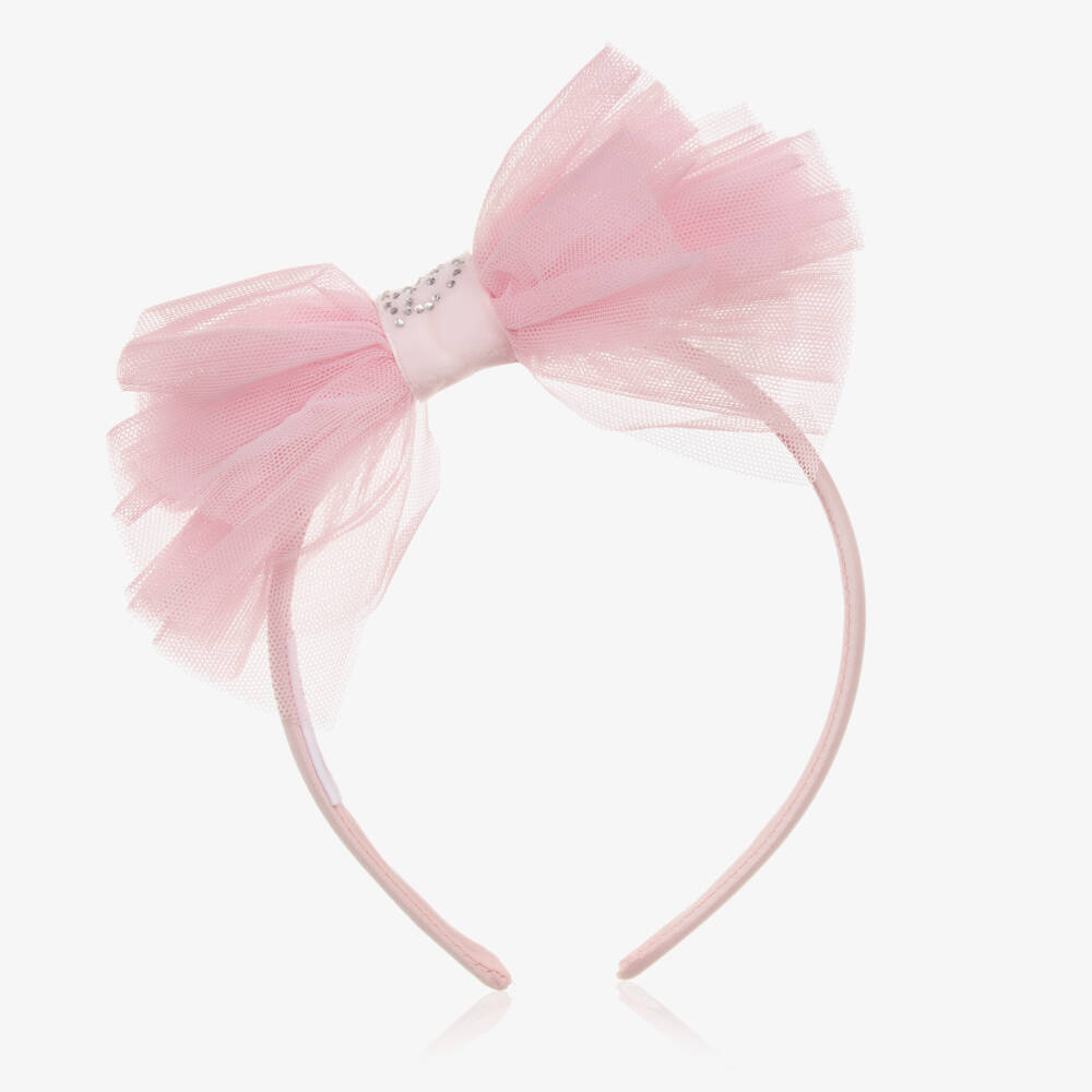 Balloon Chic-Girls Tulle Bow Headband in Pink | Childrensalon Outlet