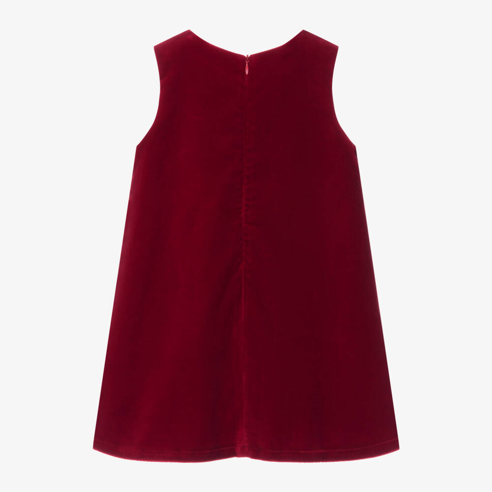 Balloon Chic-فستان بفيونكة قطن مخمل لون أحمر | Childrensalon Outlet