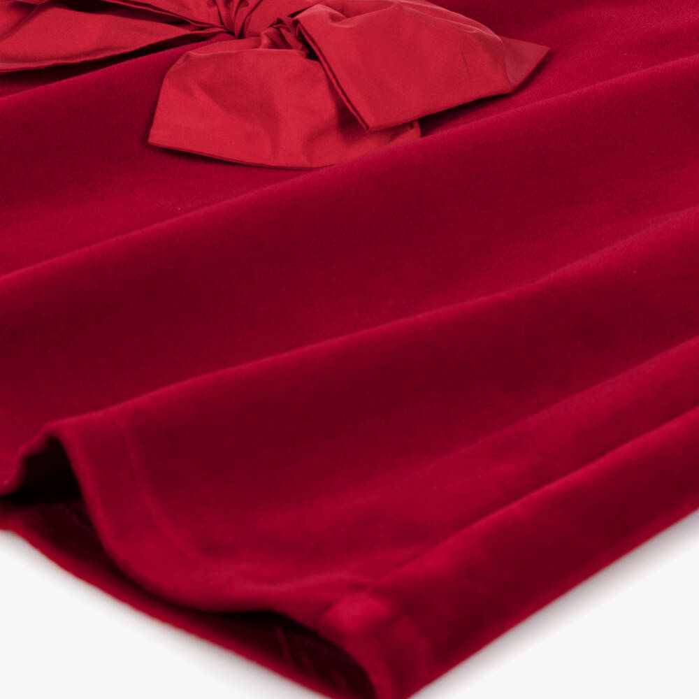 Balloon Chic-فستان بفيونكة قطن مخمل لون أحمر | Childrensalon Outlet