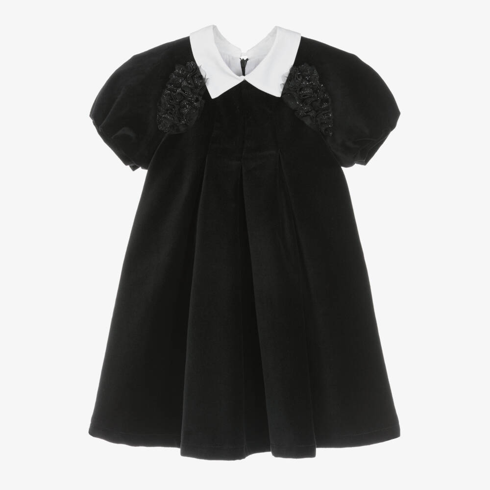 Balloon Chic-Girls Velvet Dress with Diamanté Brooch | Childrensalon Outlet