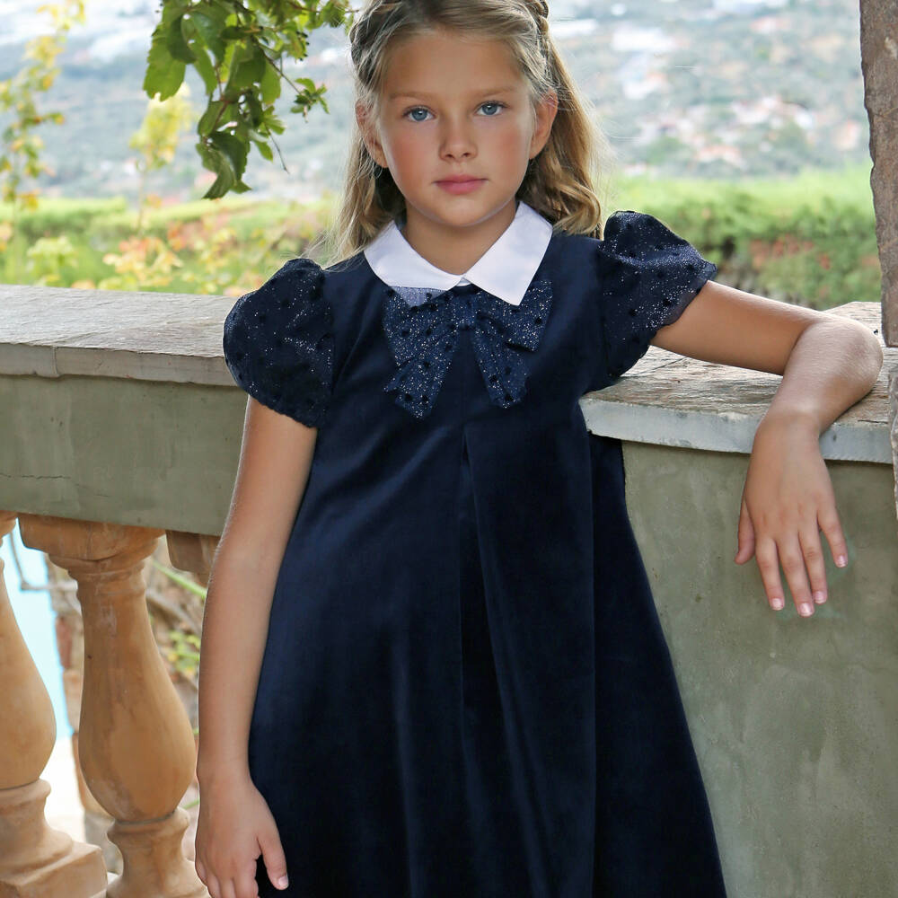 Balloon Chic-Girls Velvet Dress with Tulle Sleeves | Childrensalon Outlet