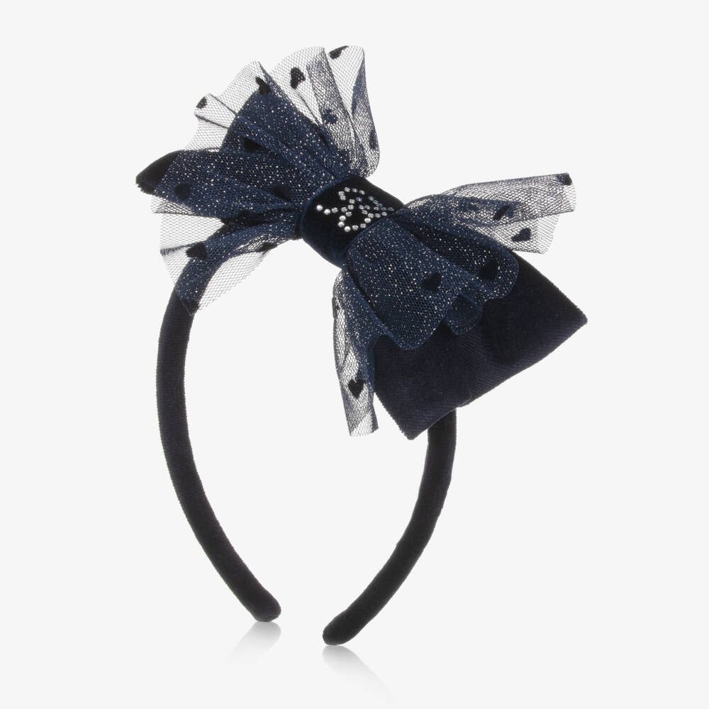 Balloon Chic-Girls Velvet Navy Hairband | Childrensalon Outlet