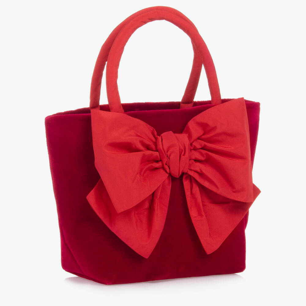 Balloon Chic-Girls Velvet Red Bow Tote | Childrensalon Outlet