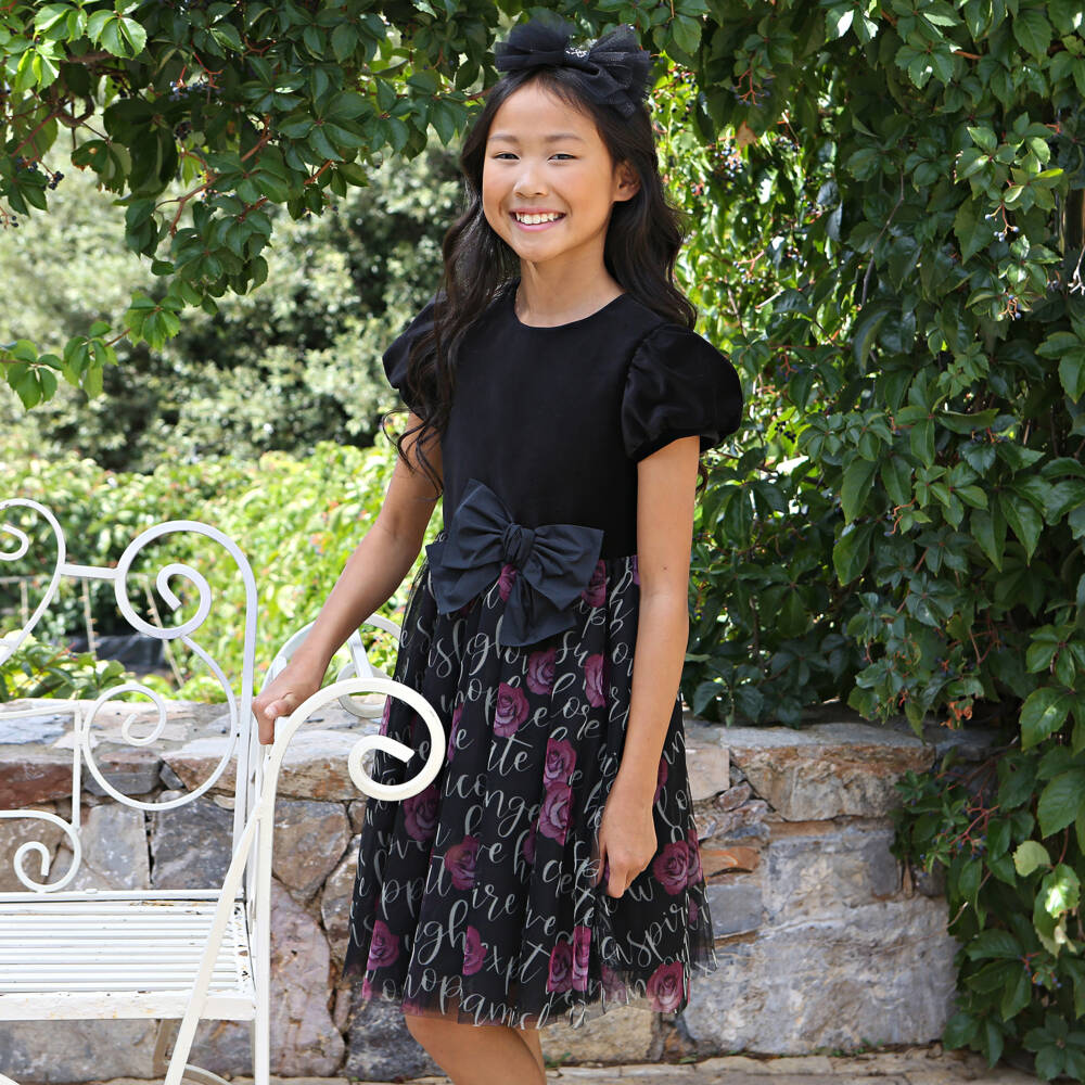 Balloon Chic-Girls Velvet Tulle Rose Dress | Childrensalon Outlet