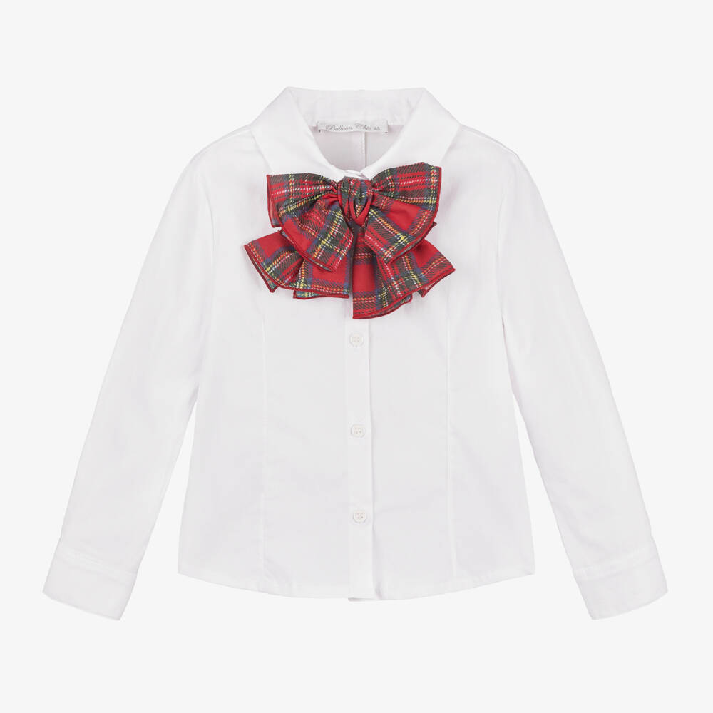 Balloon Chic-Girls White Blouse with Bow | Childrensalon Outlet