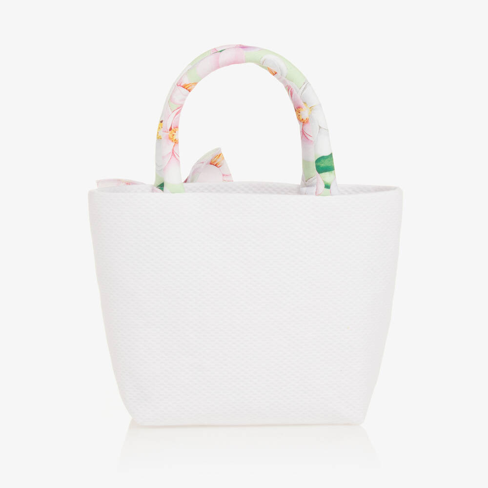 Balloon Chic-Girls White Bow Print Handbag (20cm) | Childrensalon Outlet