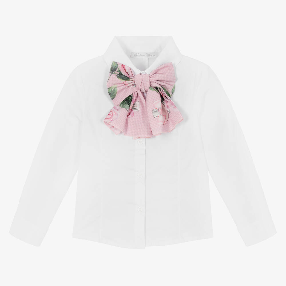 Balloon Chic - Белая хлопковая блузка для девочек | Childrensalon