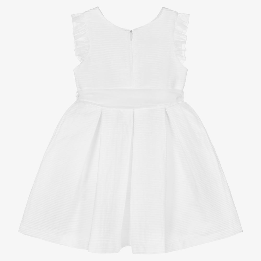 Balloon Chic-Girls White Cotton Bow Dress | Childrensalon Outlet