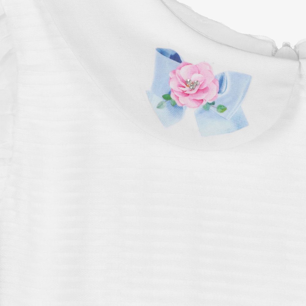 Balloon Chic-Girls White Cotton Bow Dress | Childrensalon Outlet