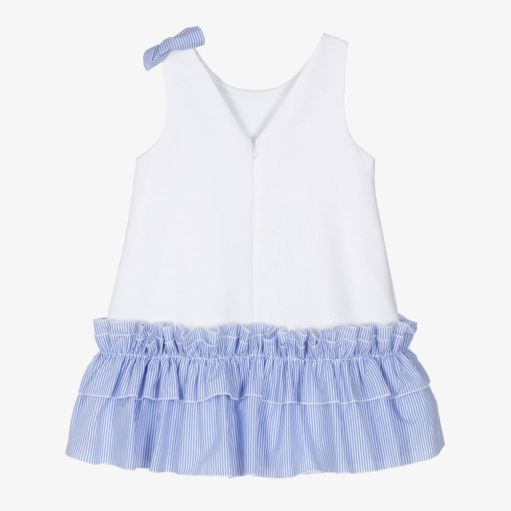 Balloon Chic-Girls White Cotton Bow Dress | Childrensalon Outlet