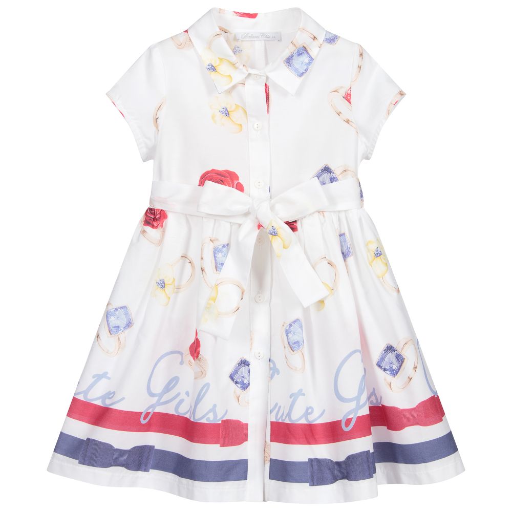 Balloon Chic-Белое хлопковое платье для девочек | Childrensalon Outlet