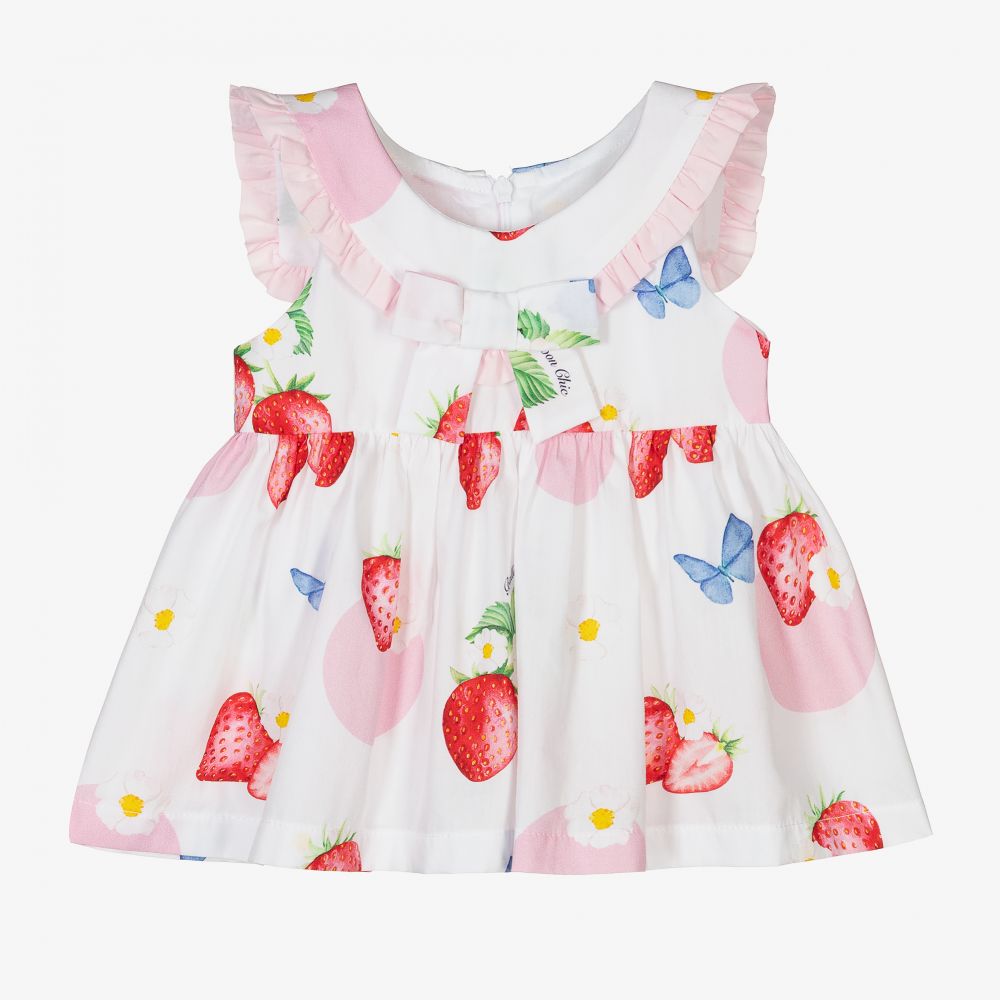 Balloon Chic-Girls White Cotton Dress Set | Childrensalon Outlet