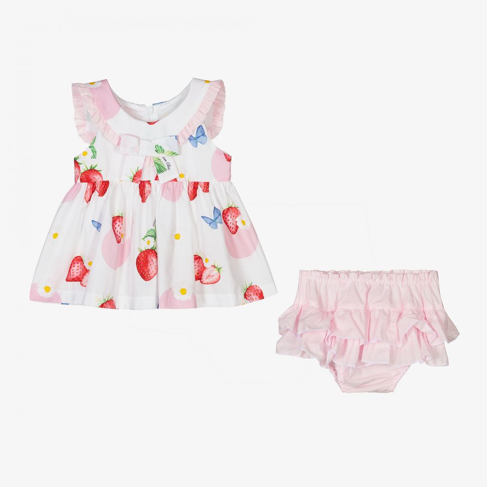 Balloon Chic-Girls White Cotton Dress Set | Childrensalon Outlet