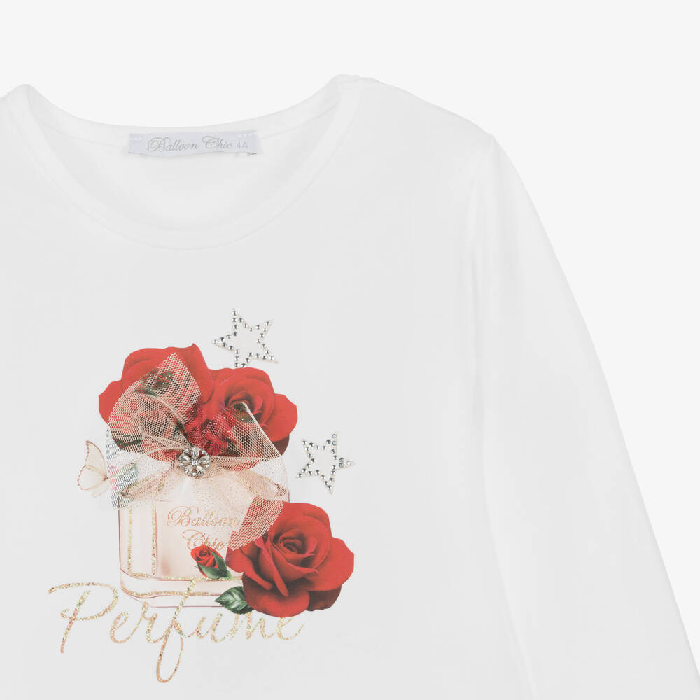 Balloon Chic-Girls White Cotton Perfume Bottle Top | Childrensalon Outlet