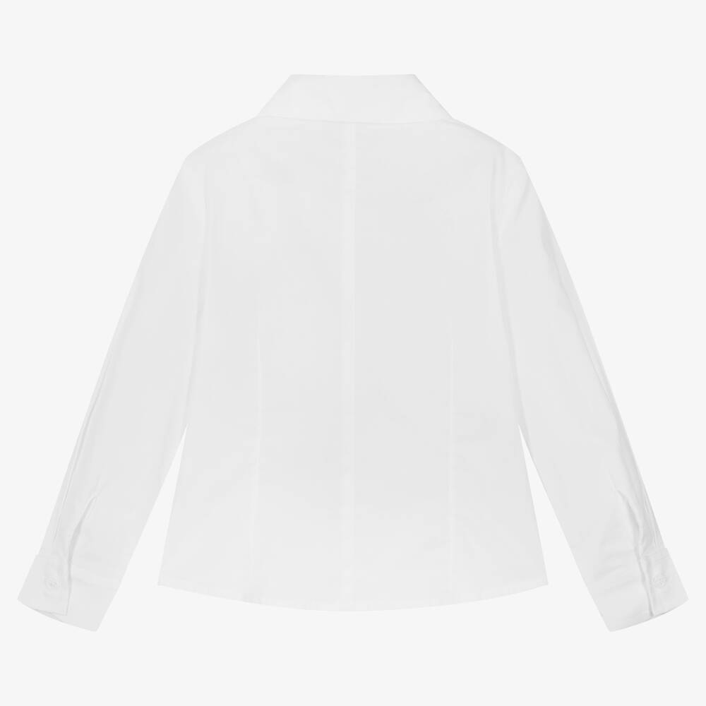 بالون شيك-Girls White Cotton Poplin Shirt | Childrensalon Outlet