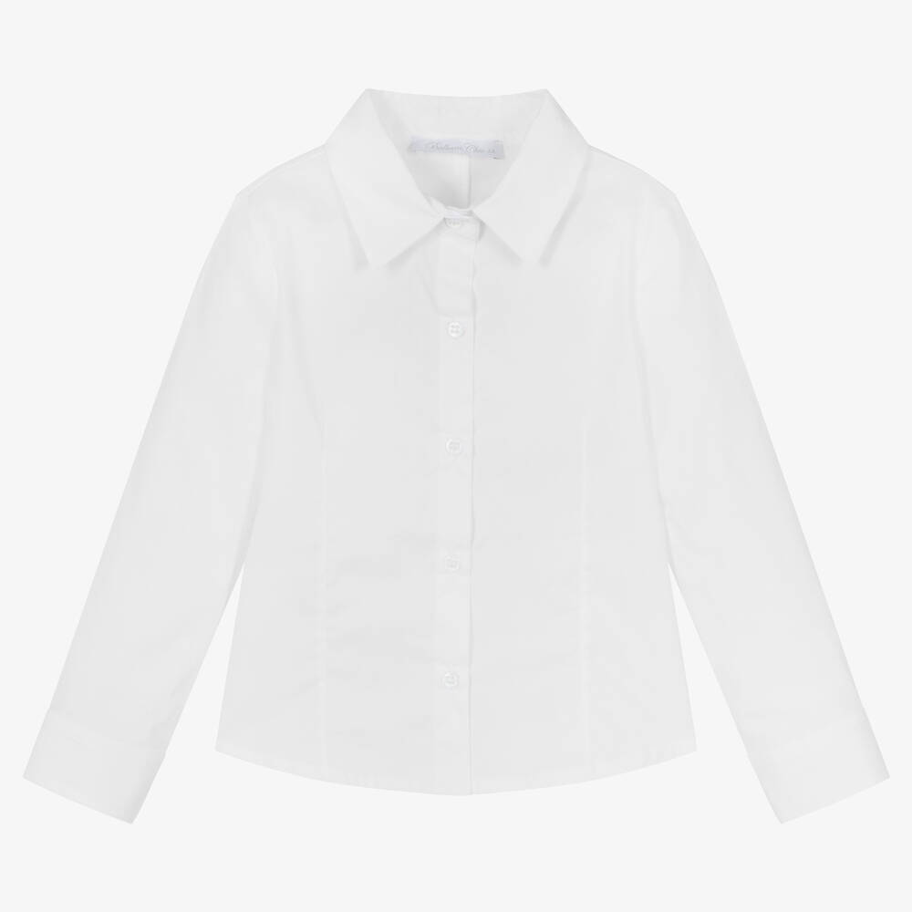 بالون شيك-Girls White Cotton Shirt | Childrensalon Outlet