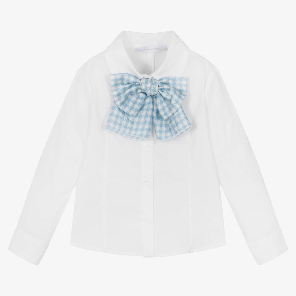 Balloon Chic - Girls White Cotton Shirt | Childrensalon