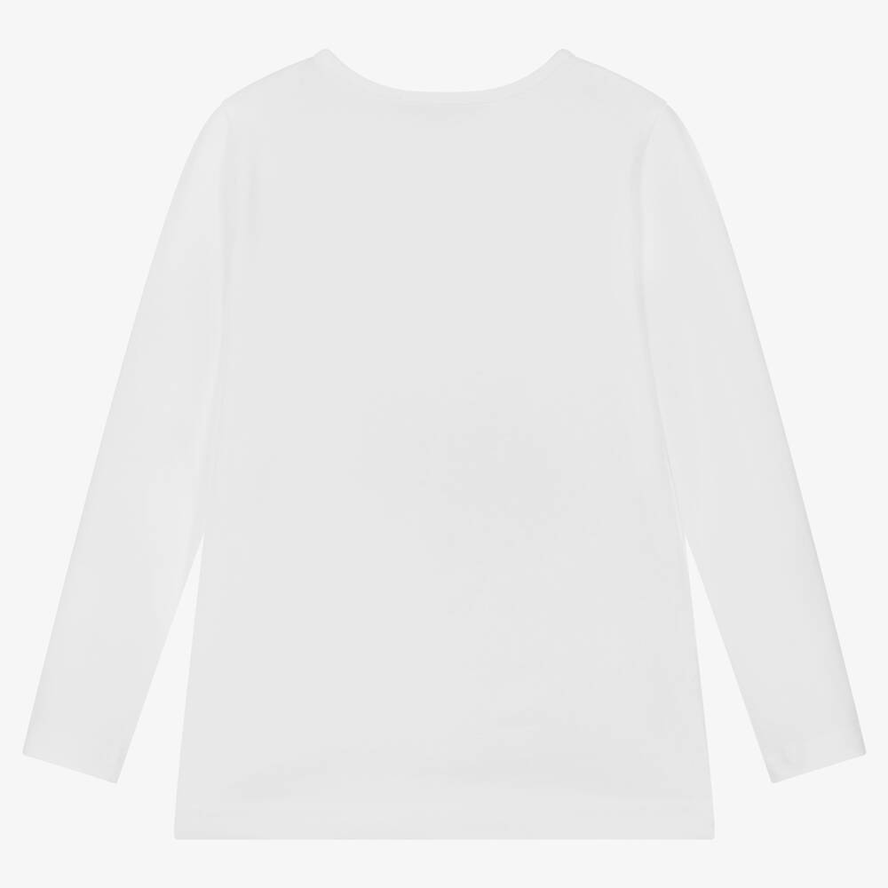 Balloon Chic-Белый хлопковый топ с медвежонком | Childrensalon Outlet