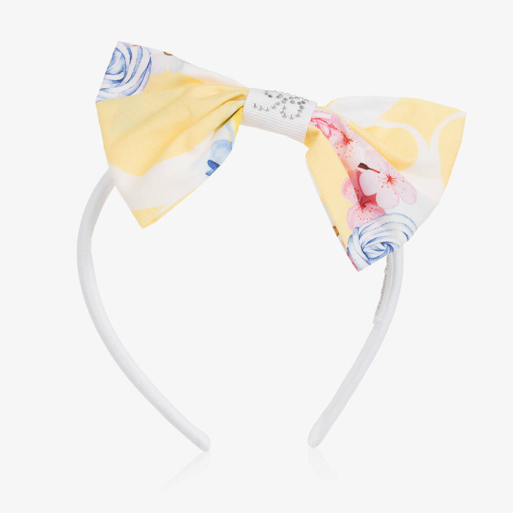Balloon Chic-Girls White Floral Bow Hairband | Childrensalon Outlet