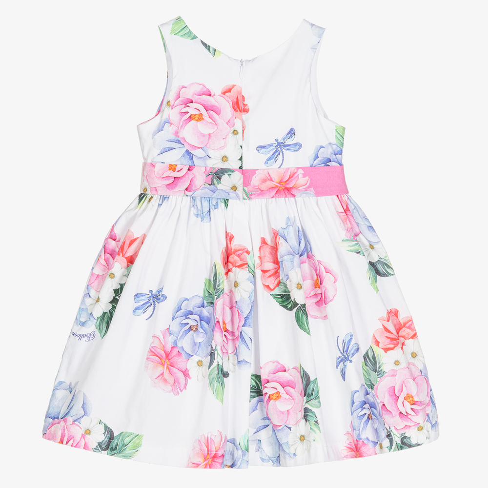 Balloon Chic-Girls White Floral Cotton Dress | Childrensalon Outlet