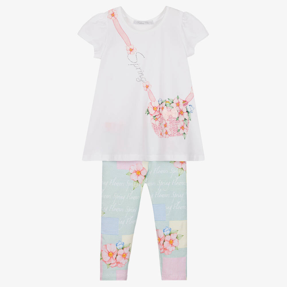 Balloon Chic-Girls White & Green Leggings Set | Childrensalon Outlet