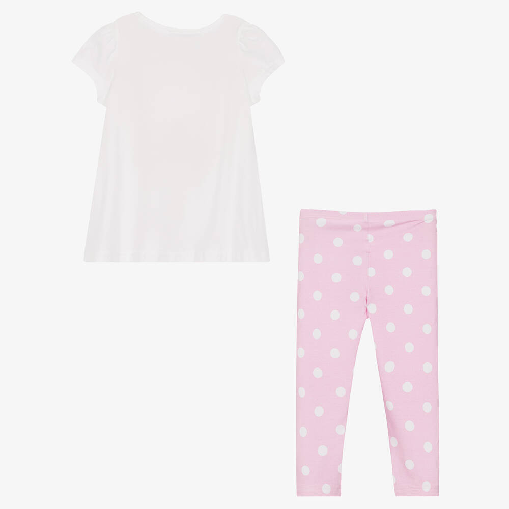 Balloon Chic-Белый топ и розовые легинсы из хлопка | Childrensalon Outlet