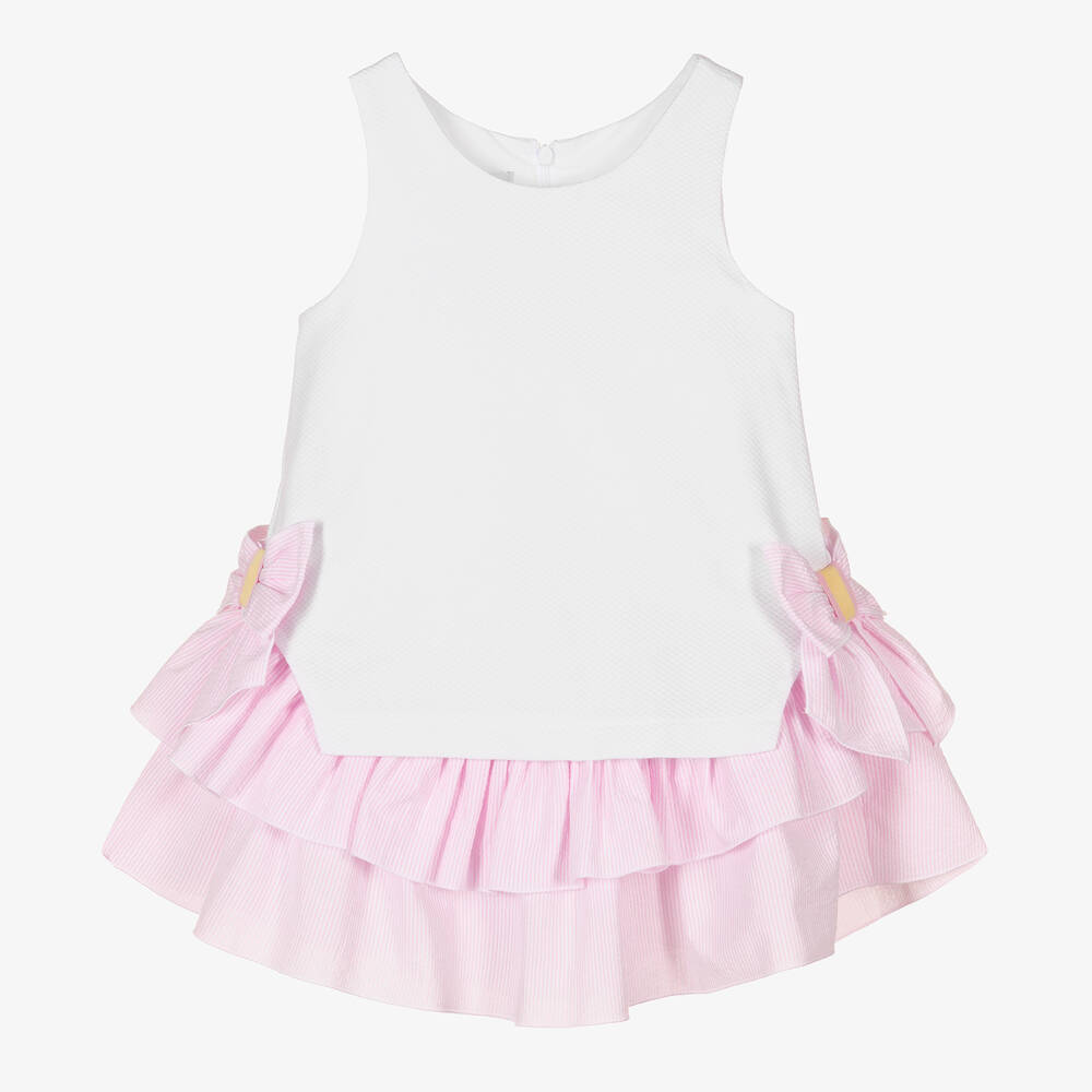 Girls white best sale ruffle dress