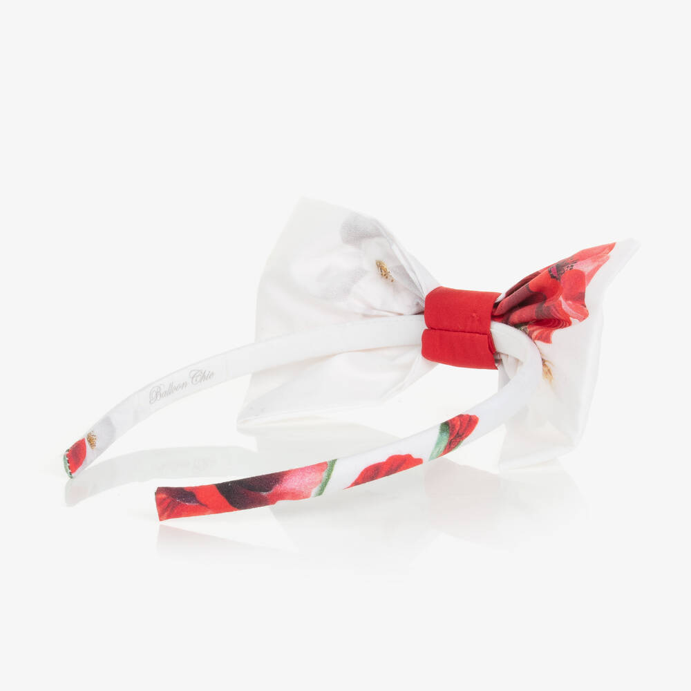 بالون شيك-طوق للشعر لون أبيض وأحمر للبنات | Childrensalon Outlet