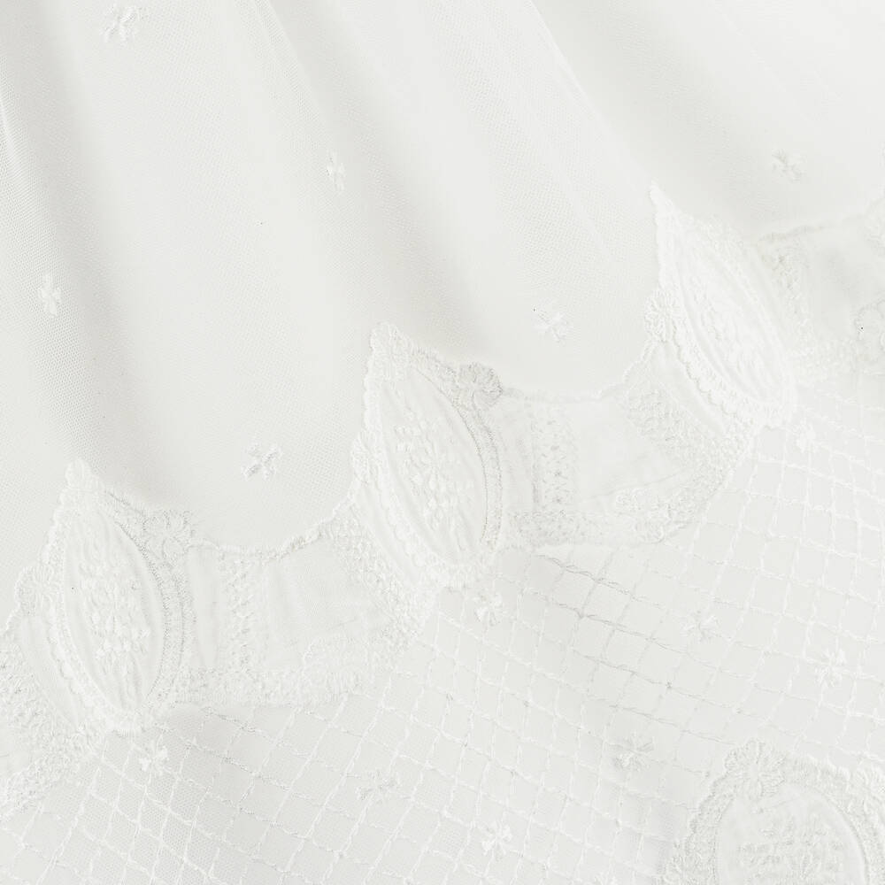 Balloon Chic-فستان تول مزين بدانتيل لون أبيض | Childrensalon Outlet