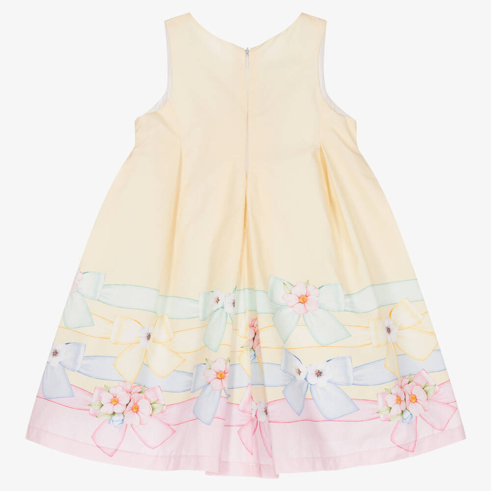 Balloon Chic-Желтое хлопковое платье с цветами и бантом | Childrensalon Outlet