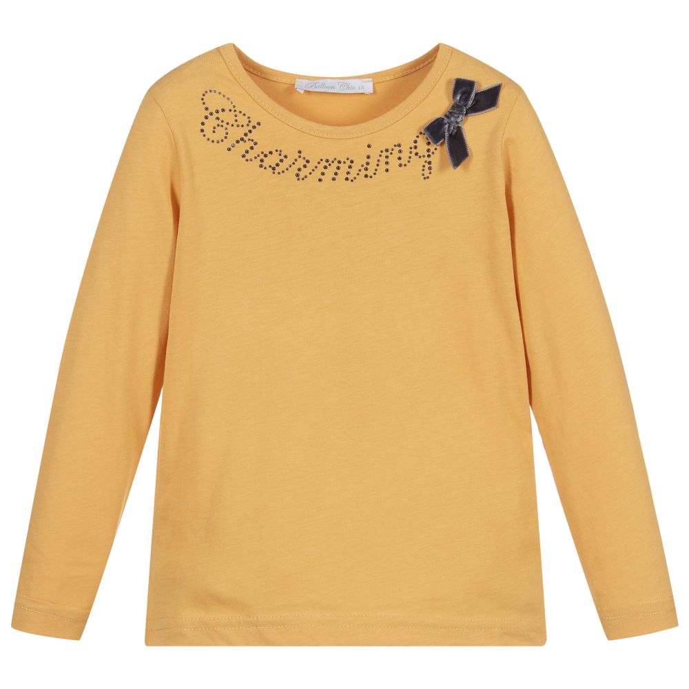 Balloon Chic - Girls Yellow Long Sleeve Top | Childrensalon