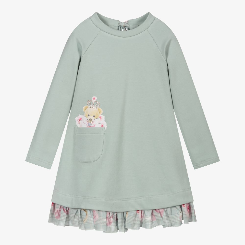 Balloon Chic - Green Cotton Jersey Dress | Childrensalon