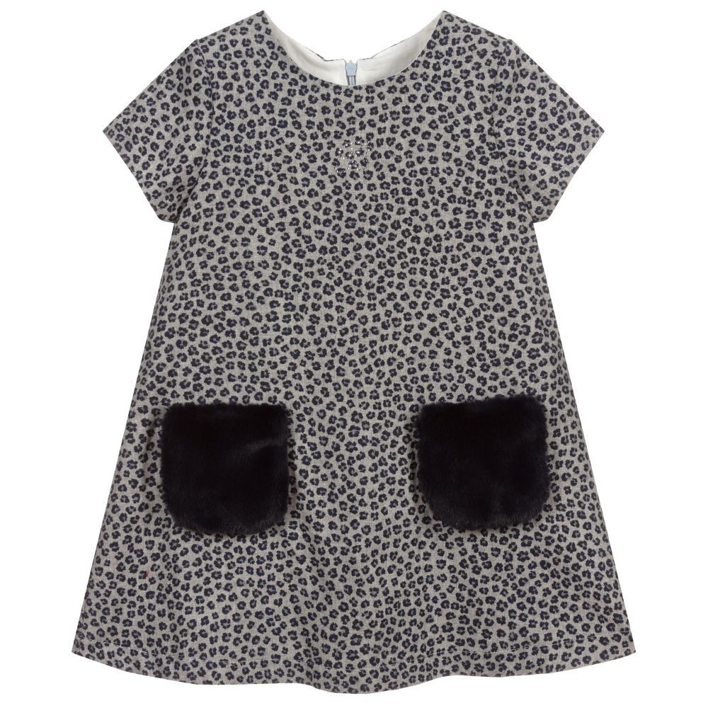 Balloon Chic - Grey & Blue Leopard Dress | Childrensalon