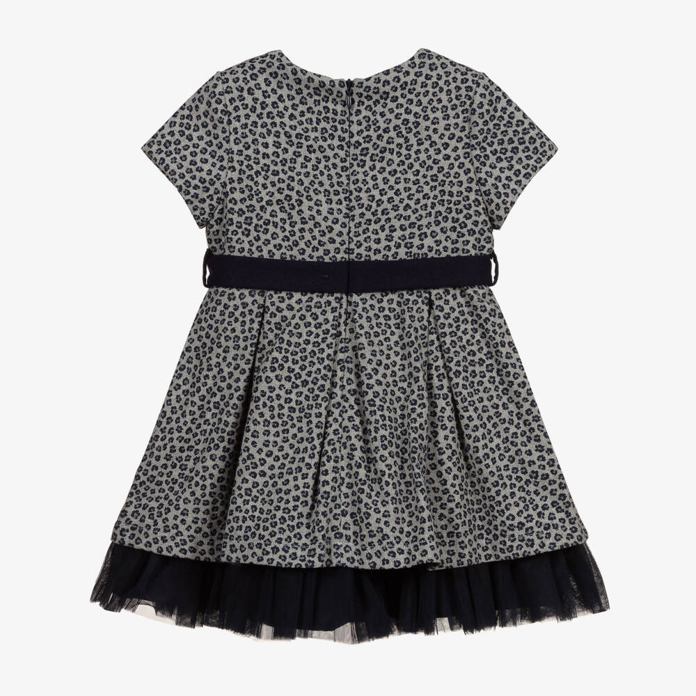 Balloon Chic-Grey & Blue Leopard Dress | Childrensalon Outlet