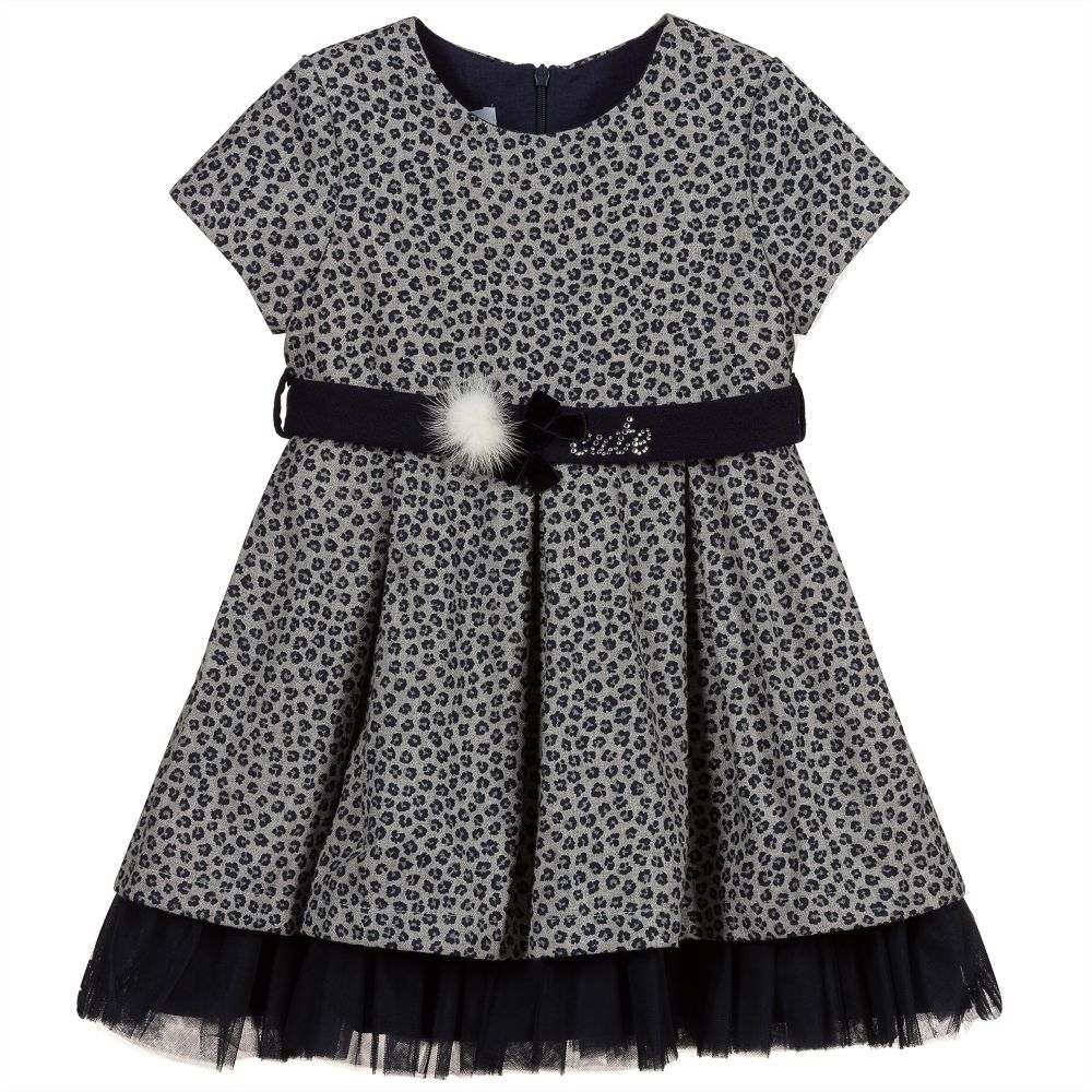 Balloon Chic - Grey & Blue Leopard Dress | Childrensalon