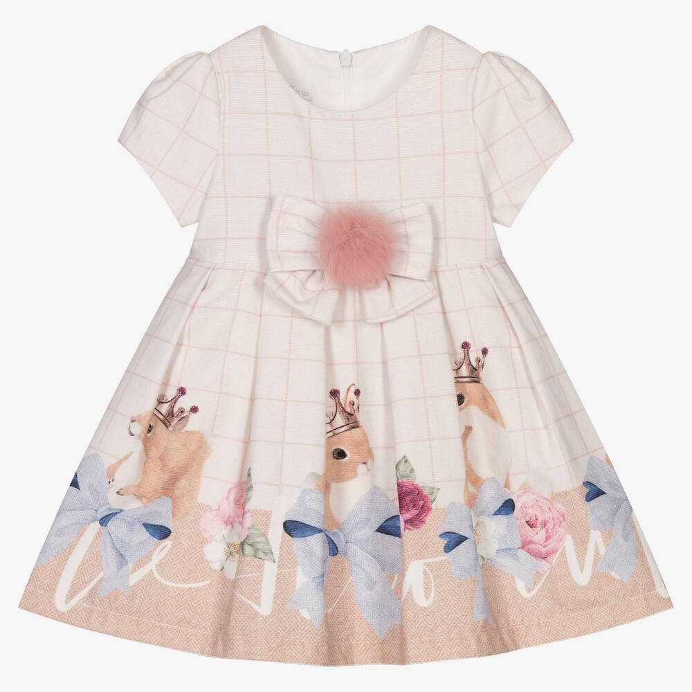 Balloon Chic - Ivory & Pink Cotton Dress | Childrensalon