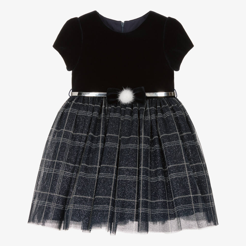 Balloon Chic-Navy Blue Velvet & Tulle Dress | Childrensalon Outlet