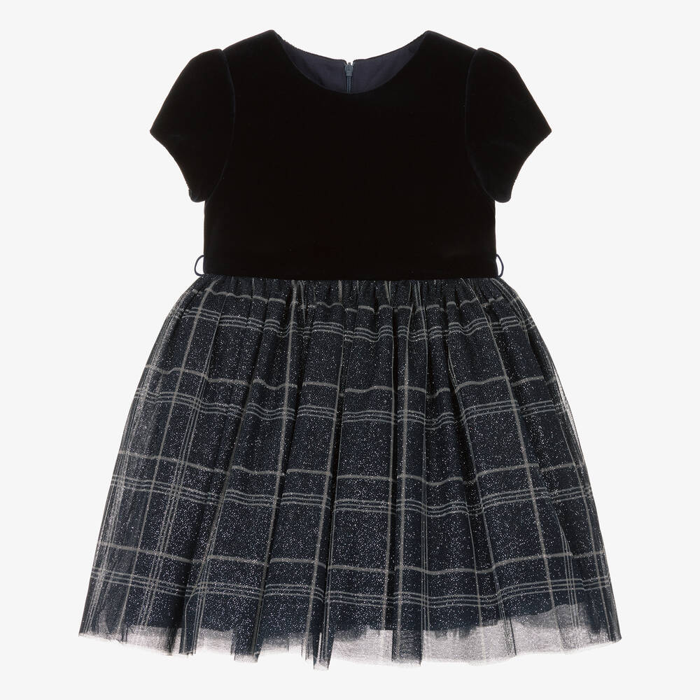 Balloon Chic-Navy Blue Velvet & Tulle Dress | Childrensalon Outlet