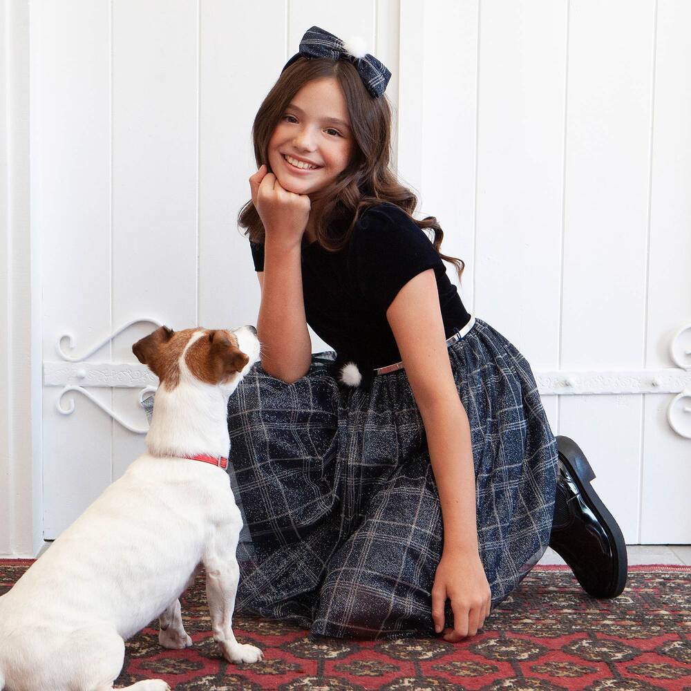 Balloon Chic-Navy Blue Velvet & Tulle Dress | Childrensalon Outlet