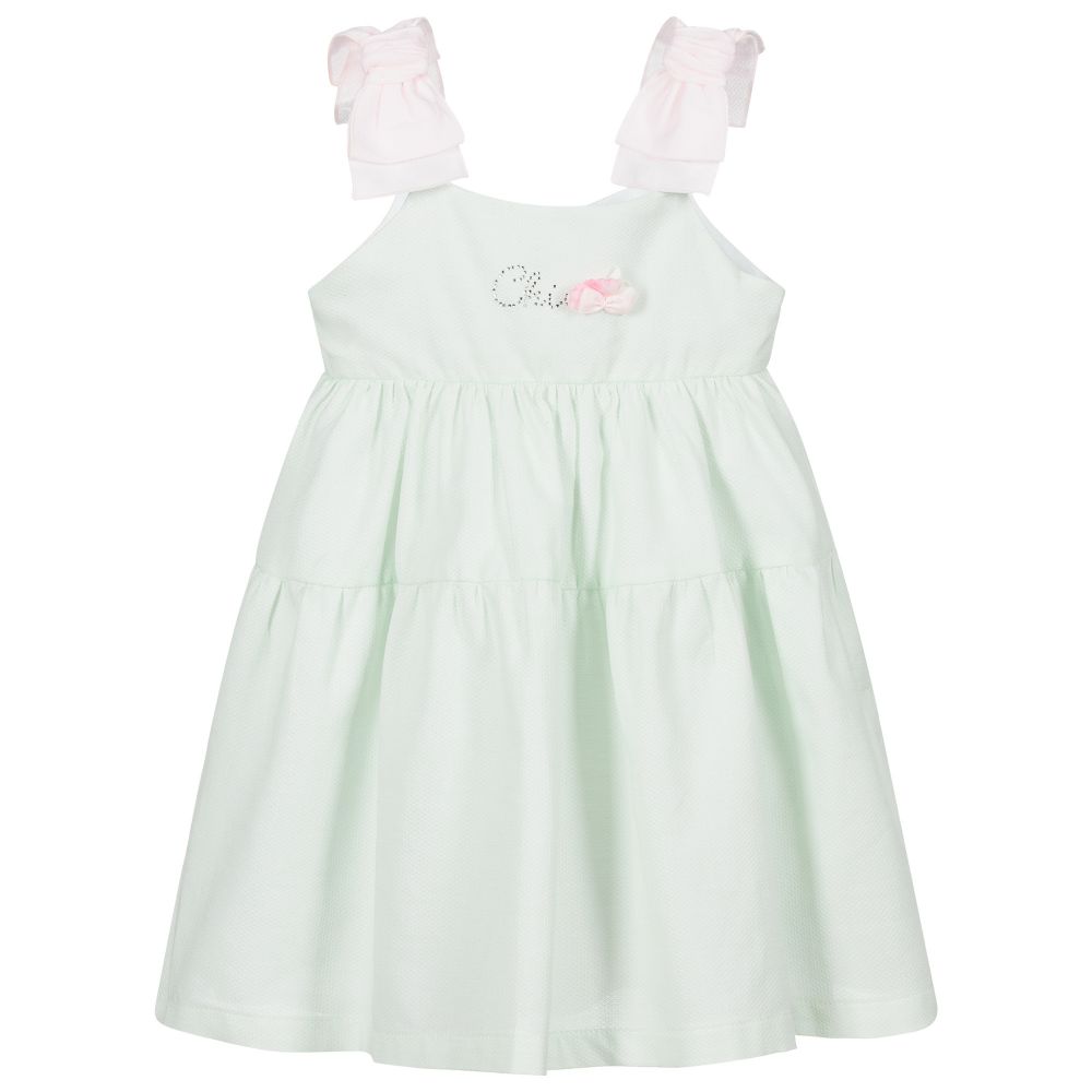 Balloon Chic-فستان قطن لون أخضر فاتح | Childrensalon Outlet