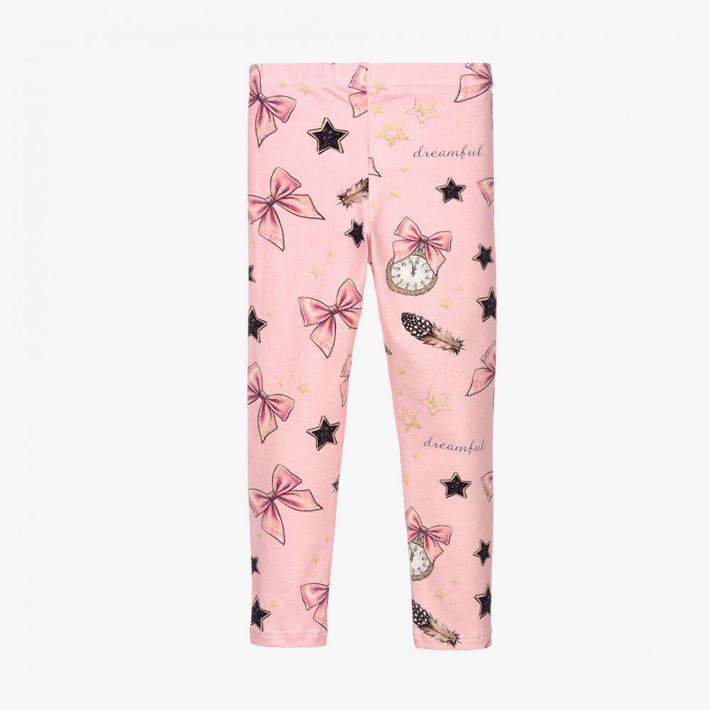 Balloon Chic-Pink Cotton Bow Leggings  | Childrensalon Outlet
