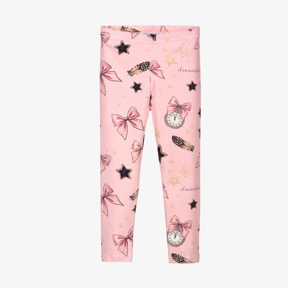 Balloon Chic - Pink Cotton Bow Leggings  | Childrensalon