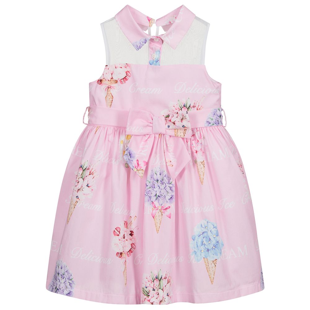 Balloon Chic - Розовое хлопковое платье с цветами | Childrensalon