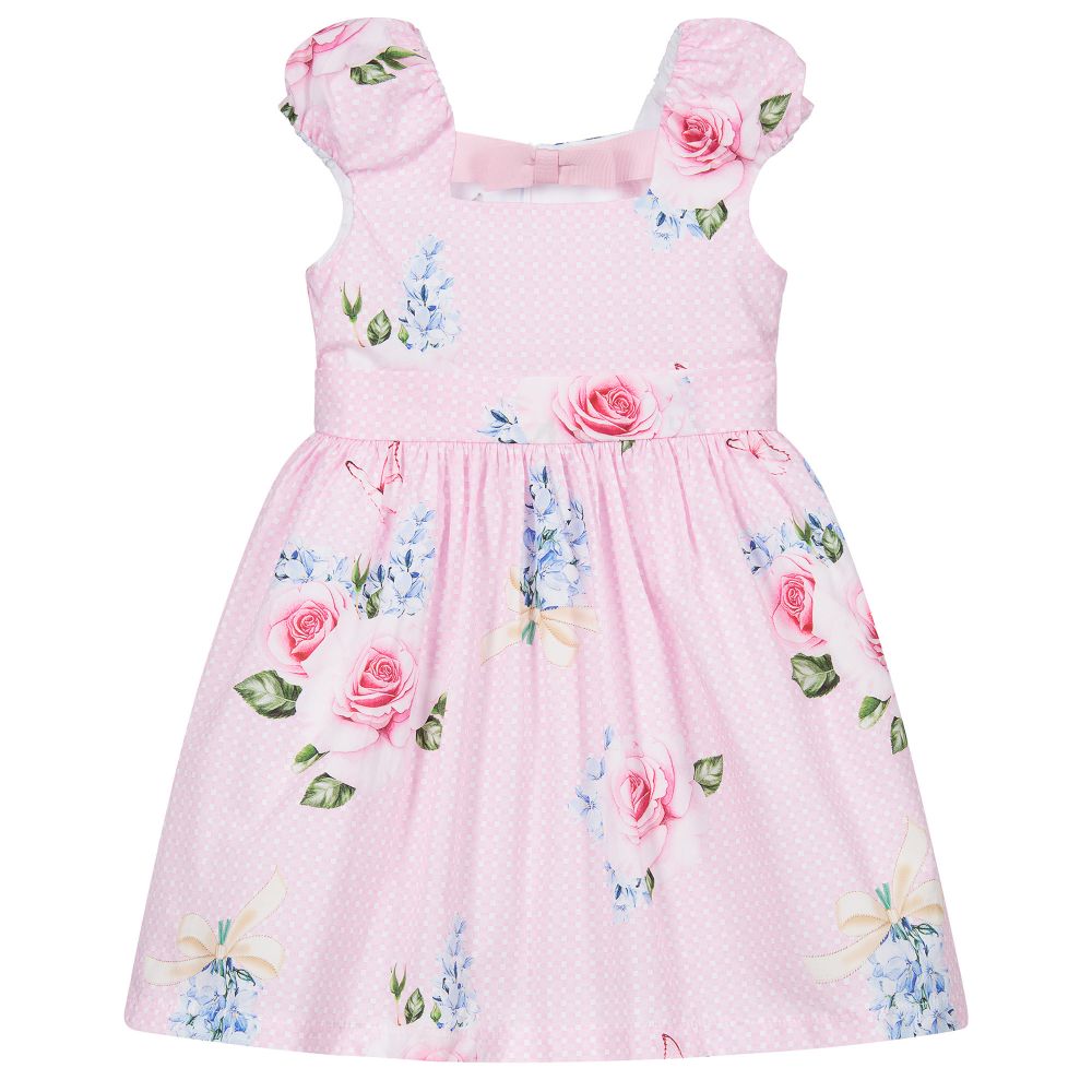 Balloon Chic - Pink Floral Cotton Dress | Childrensalon