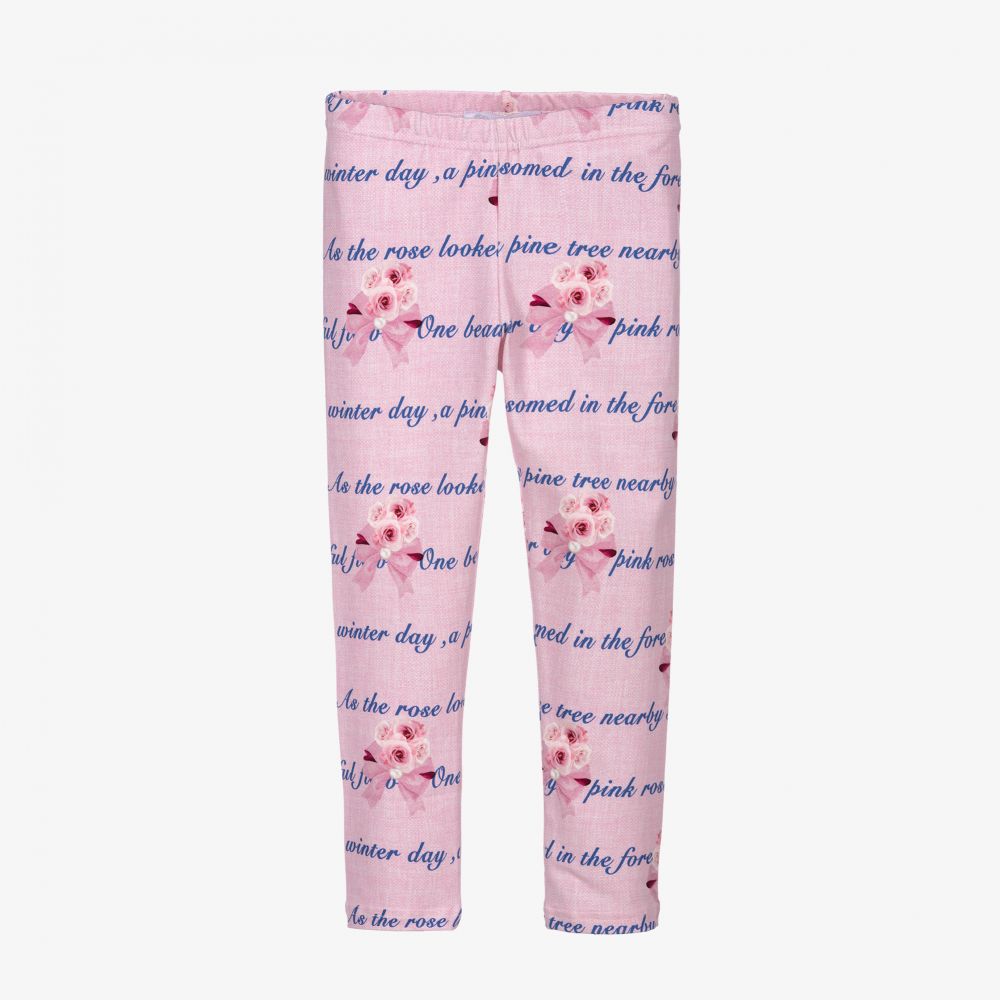 Balloon Chic - Pink Floral Cotton Leggings | Childrensalon