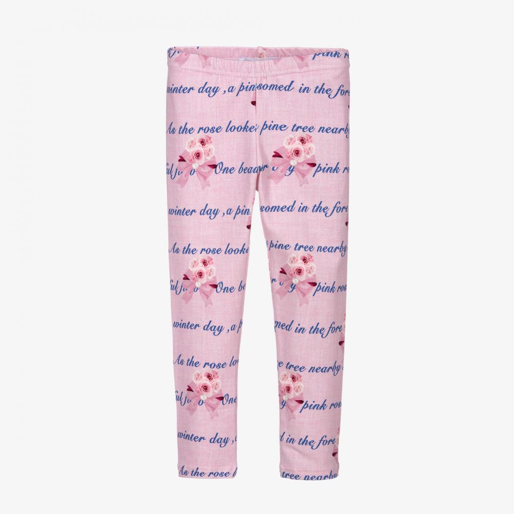 Balloon Chic - Rosa Baumwoll-Leggings mit Blumen | Childrensalon