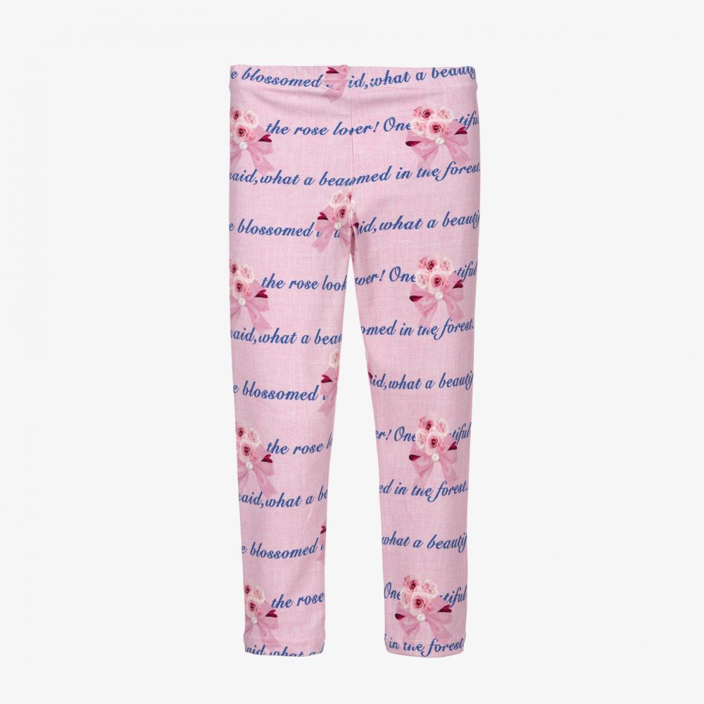 Balloon Chic-Розовые хлопковые легинсы с цветами | Childrensalon Outlet