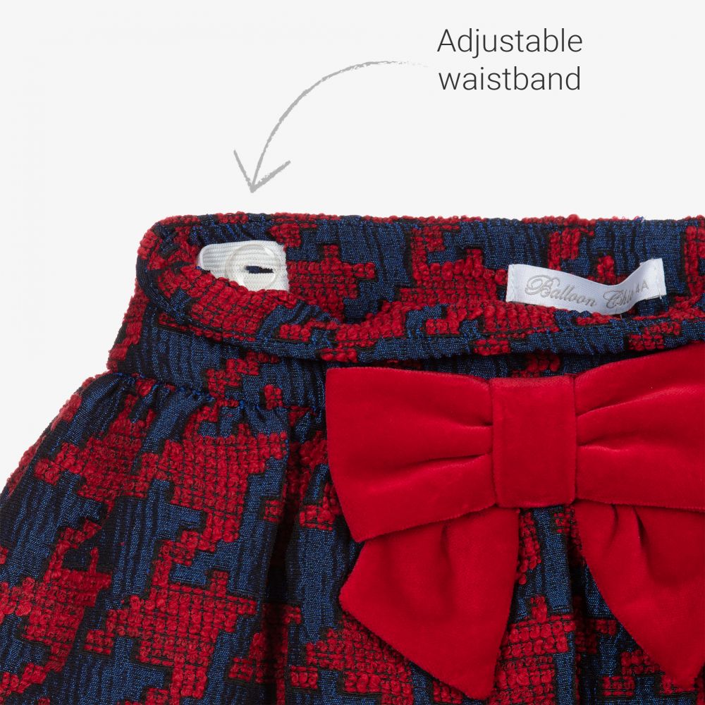 Balloon Chic-Red & Blue Houndstooth Skirt | Childrensalon Outlet