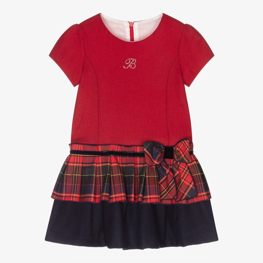 Balloon Chic - Red & Blue Tartan Trim Dress | Childrensalon